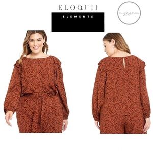 ELOQUII Elements Ruffle Detail Blouse